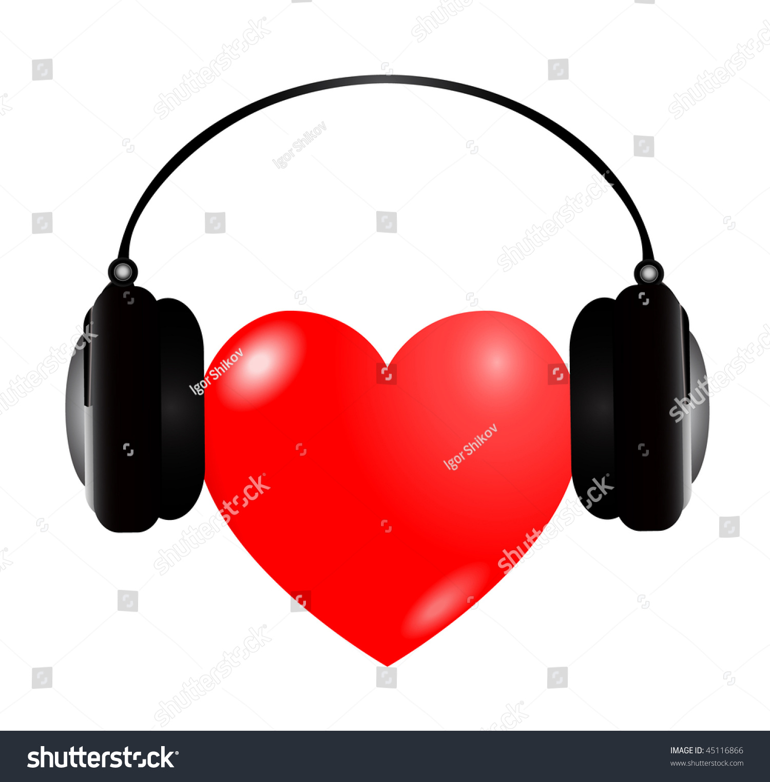 Heart With Headphones Stock Vector Illustration 45116866 : Shutterstock