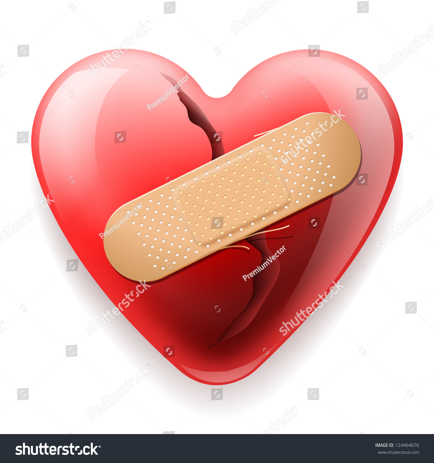 Heart With Plaster Isolated On White Background Stock Vector ...