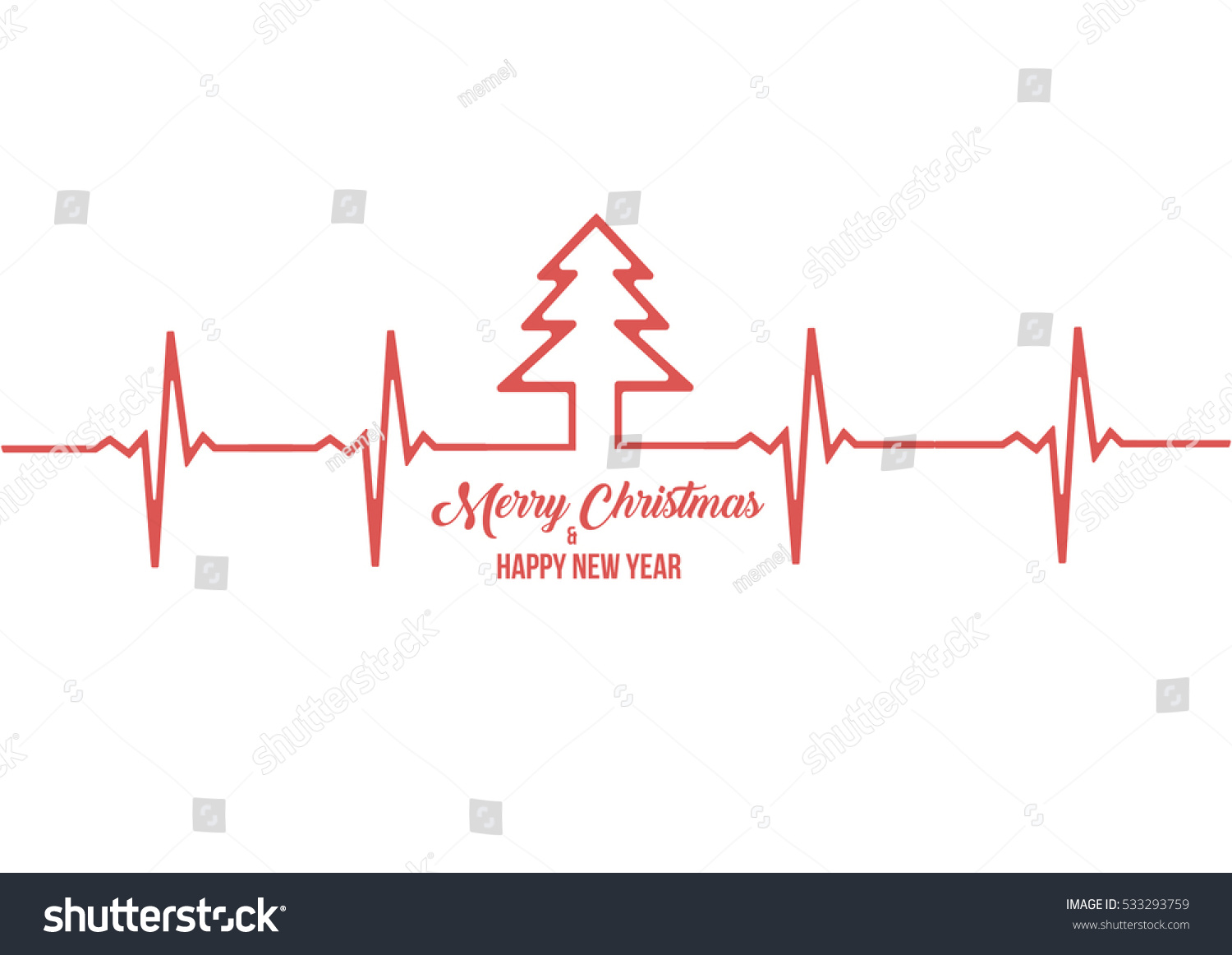 Download Heartbeat Christmas Tree Stock Vector 533293759 - Shutterstock