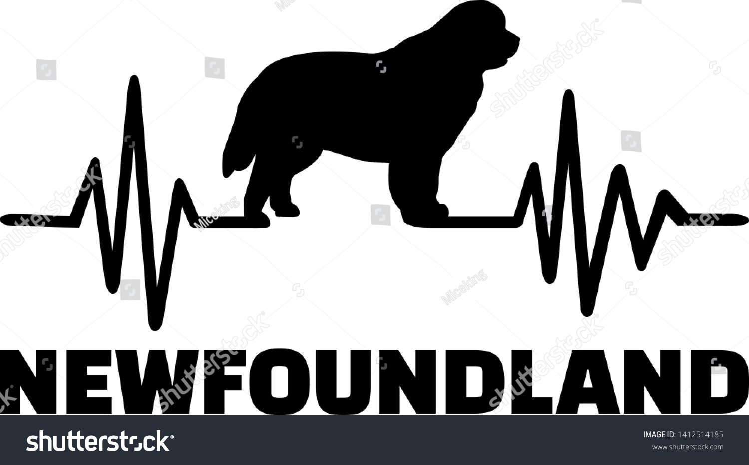 Download Heartbeat Frequency Newfoundland Dog Silhouette Stock Vector Royalty Free 1412514185 PSD Mockup Templates