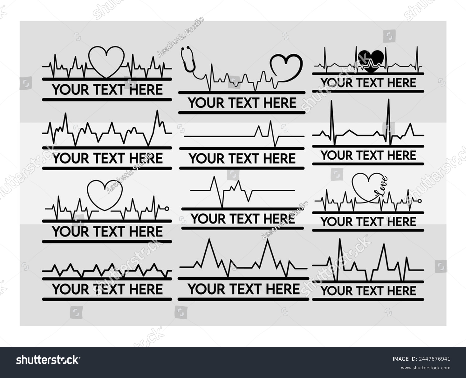 SVG of Heartbeat, Heartbeat Split Monogram, Healthcare, EKG, Science, Heart Rate, Heartbeat Silhouette, Vector,  svg