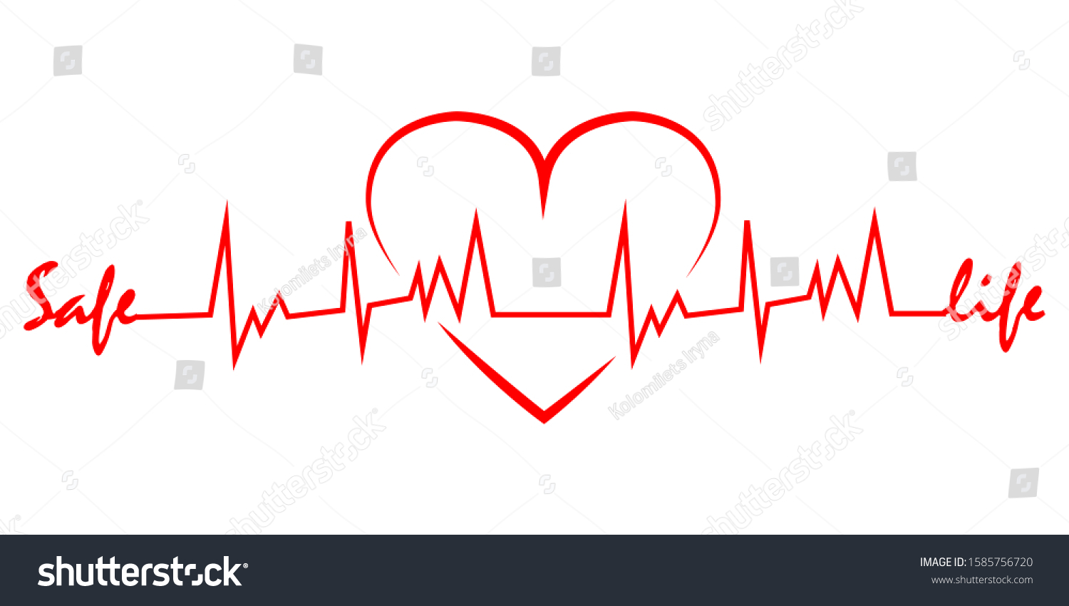 Heartbeat Line Shape Heart Healthy Electrocardiogram Stock Vector 