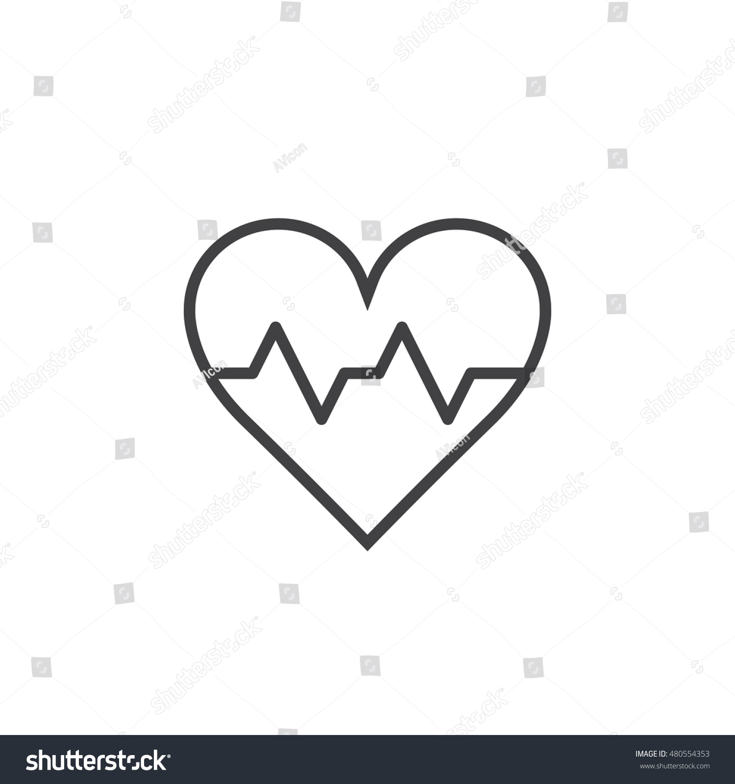 Heartbeat Symbol Heart Beat Pulse Line Stock Vector 480554353 ...