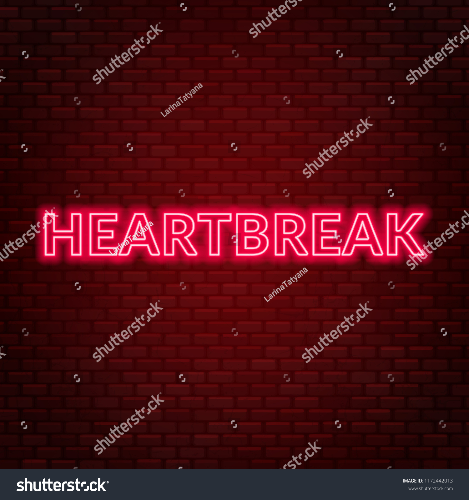 Heartbreak Neon Lettering Sad Mood Vector Stock Vector (Royalty Free ...