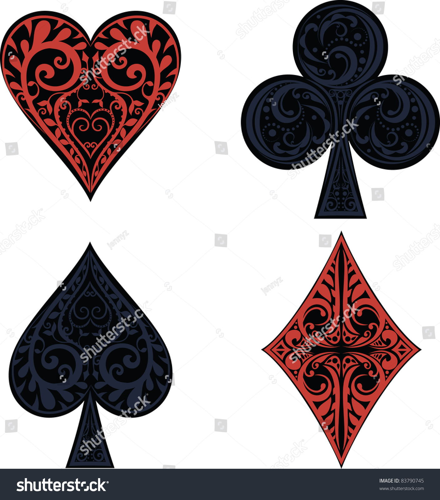 Hearts, Clubs, Spades And Dimonds Icons Stock Vector 83790745 ...