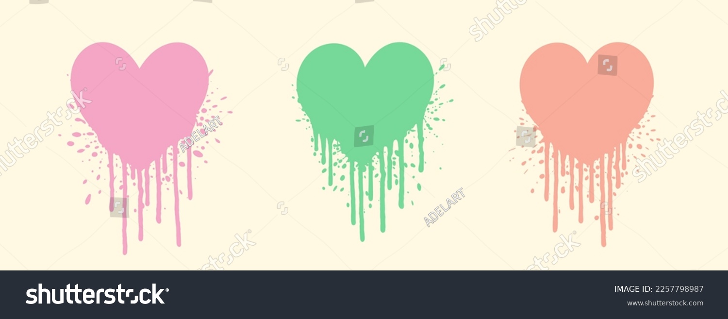 SVG of Hearts graffiti set. Graffiti heart stains. Grunge paint splatter. Ink splash. 2000s graffiti trend. Y2k, 90s and 2000s. Valentines day hearts. Love, romance, wedding. Valentines day. svg
