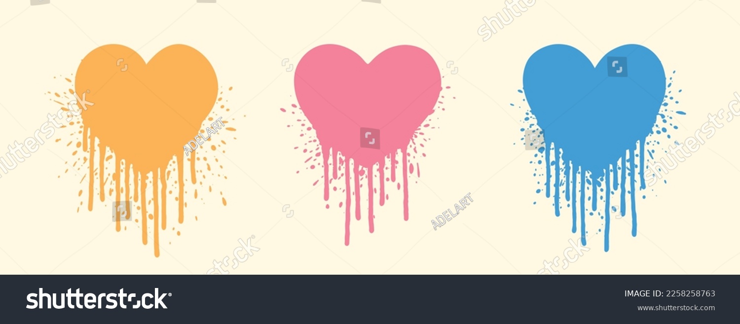 SVG of Hearts graffiti set. Graffiti heart stains. Grunge paint splatter. Ink splash. 2000s graffiti trend. Y2k, 90s and 2000s. Valentines day hearts. Love, romance, wedding. Valentines day. svg