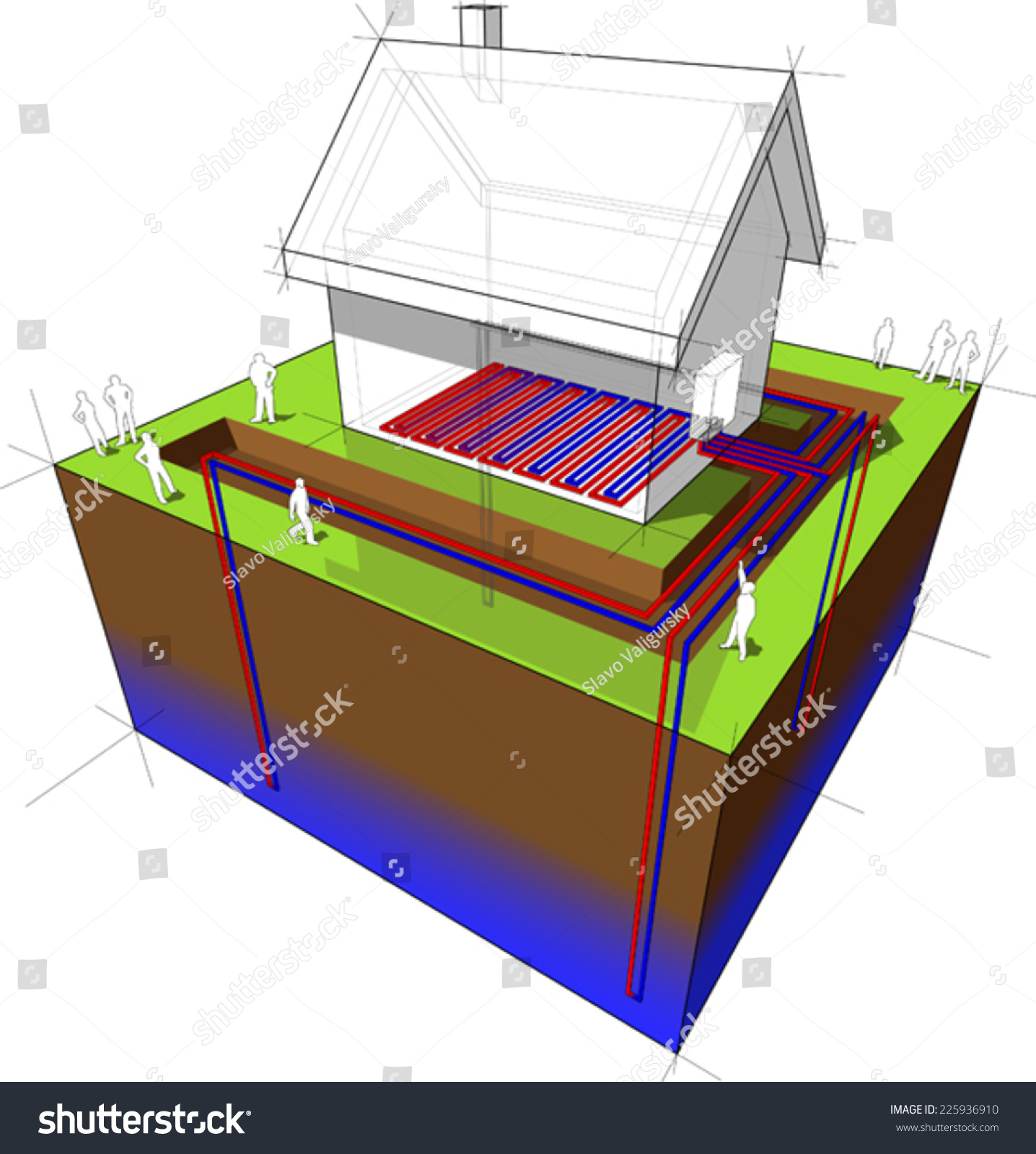 Heat Pumpunderfloorheating Diagram Stock Vector (Royalty Free) 225936910