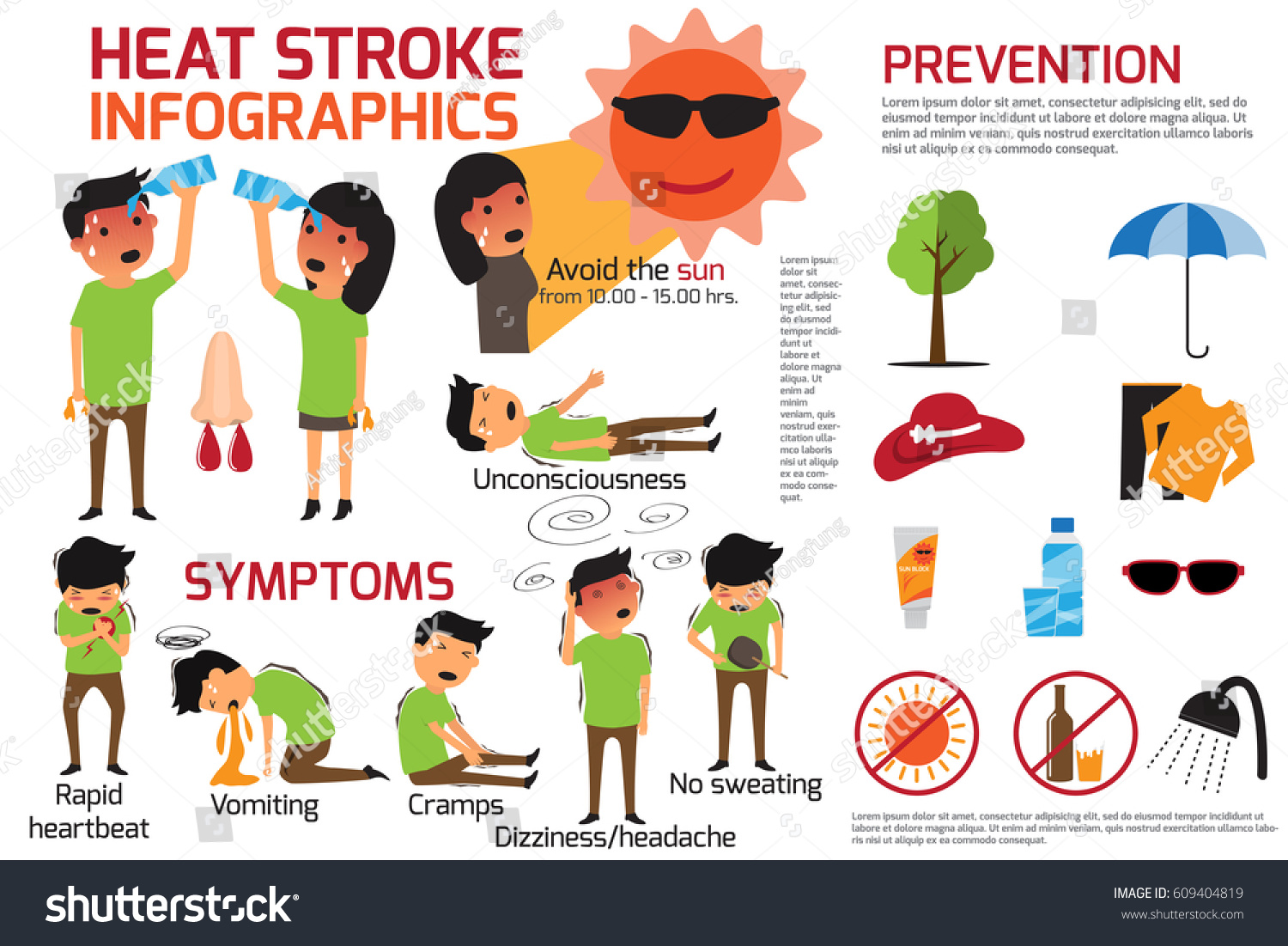 Heat Stroke Warning Infographics Detail Hot Stock Vector ...