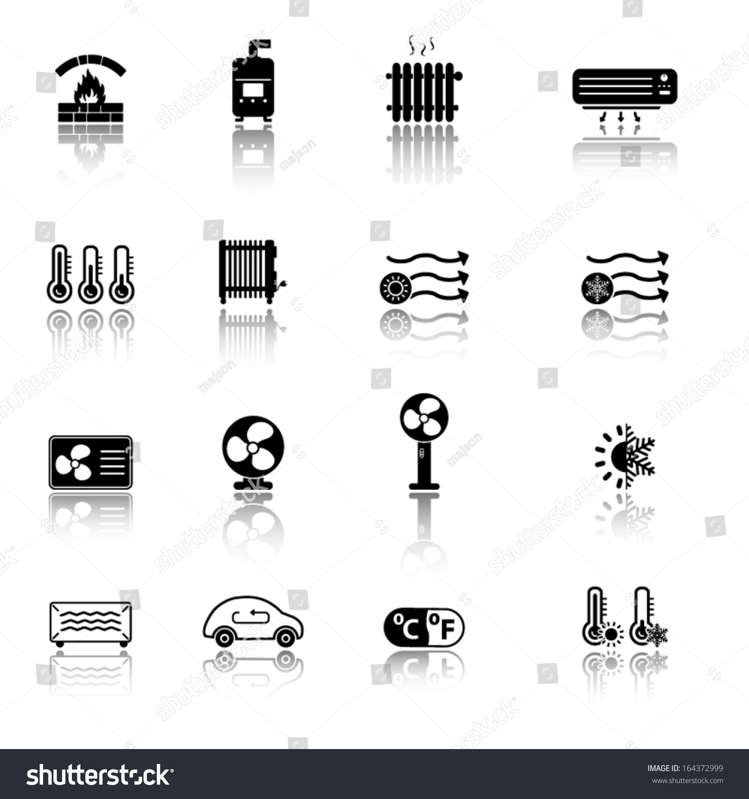 Heating Cooling Icons Stock Vector 164372999 - Shutterstock