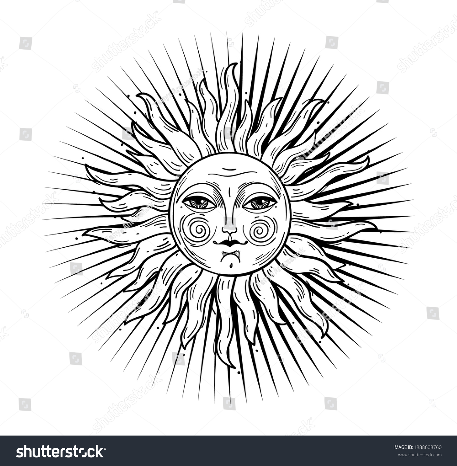 Heaven Illustration Stylized Vintage Design Sun Stock Vector (Royalty ...