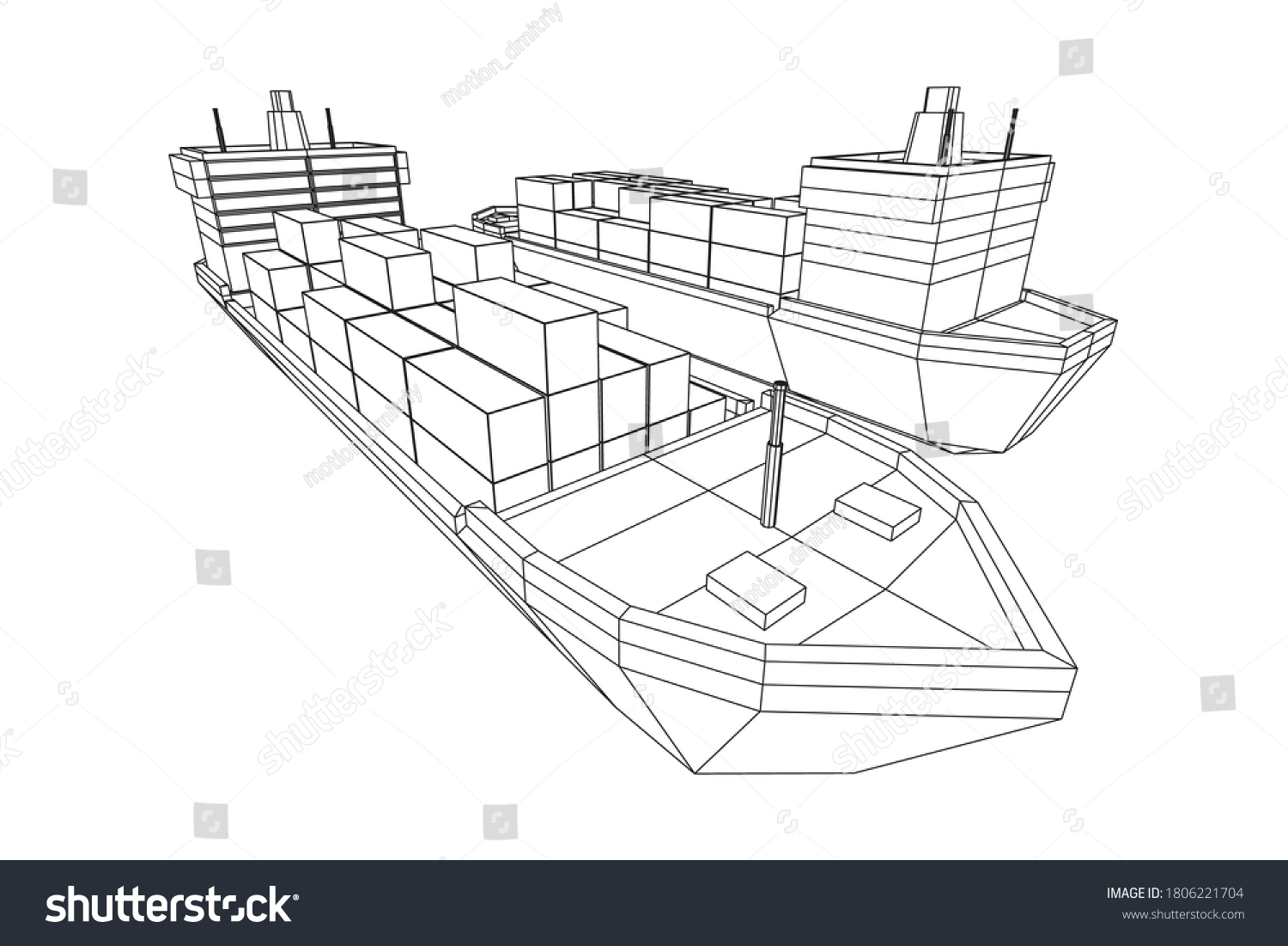 SVG of Heavy dry cargo ship of bulk carrier with freight containers. Wireframe low poly mesh vector illustration. svg