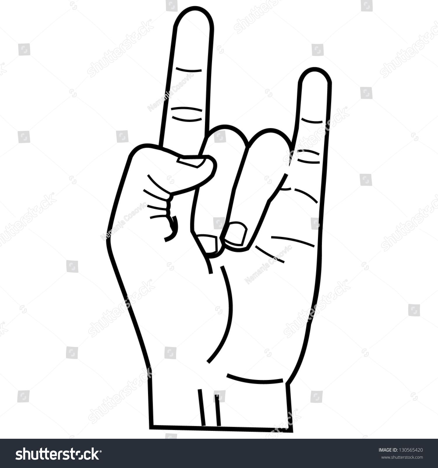 Heavy Metal Hand Or Devils Horns Linear Style Stock Vector Illustration ...