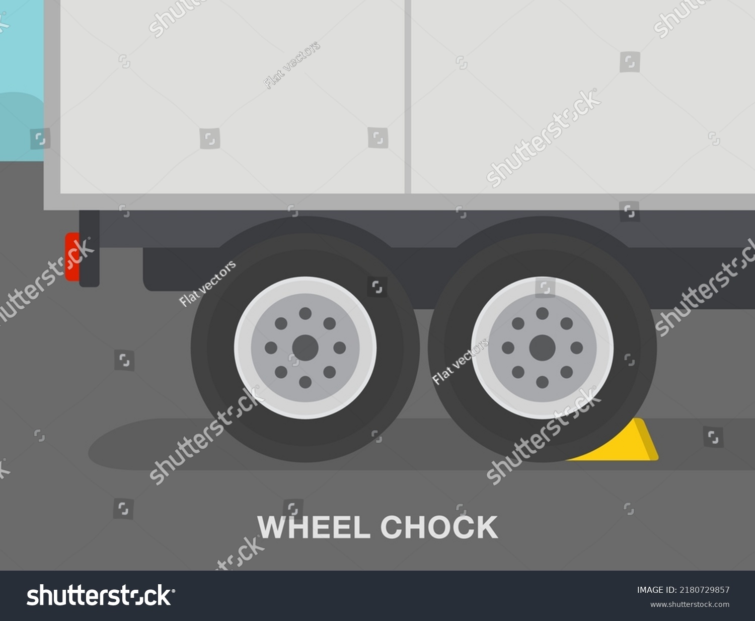 SVG of Heavy vehicle driving tips and safety rules. Close-up view of wheel stopper or chock. Flat vector illustration template. svg