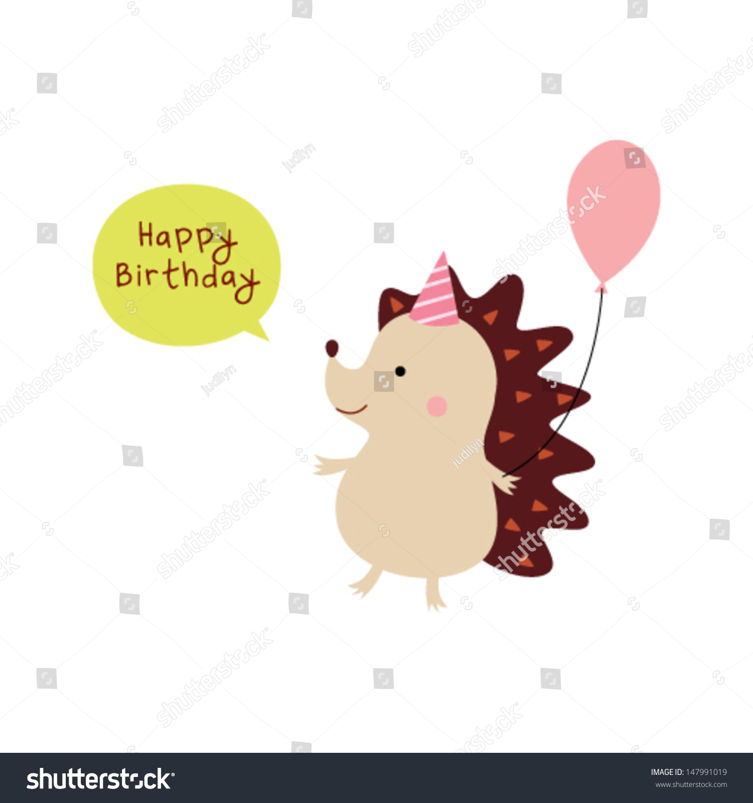 Hedgehog Birthday Greeting Stock Vector Royalty Free 147991019 Shutterstock