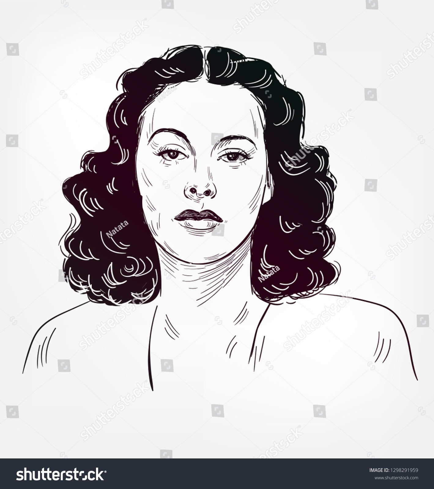 Hedy Lamarr Vector Sketch Illustration Portrait Vector Có Sẵn Miễn Phí Bản Quyền 1298291959