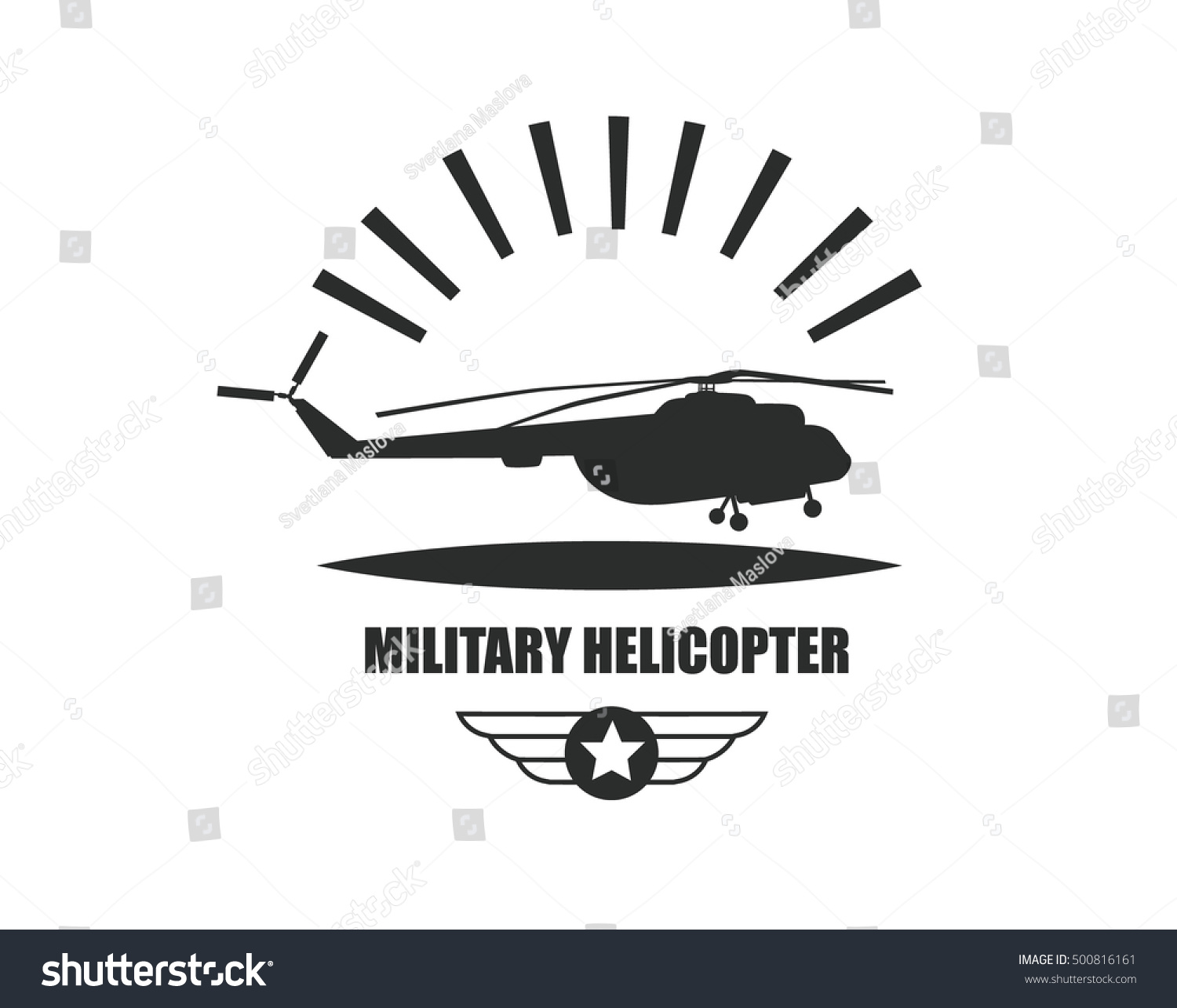 Helicopter Badge Label Isolated On White Stock Vector (Royalty Free ...