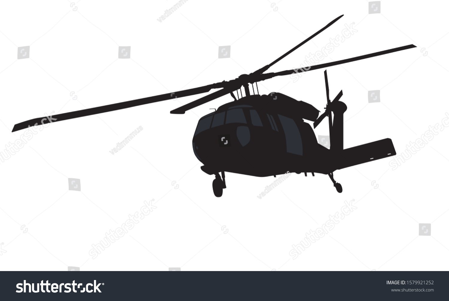 Helicopter Flying Detailed Silhouette Vector Eps Stock Vector (Royalty ...