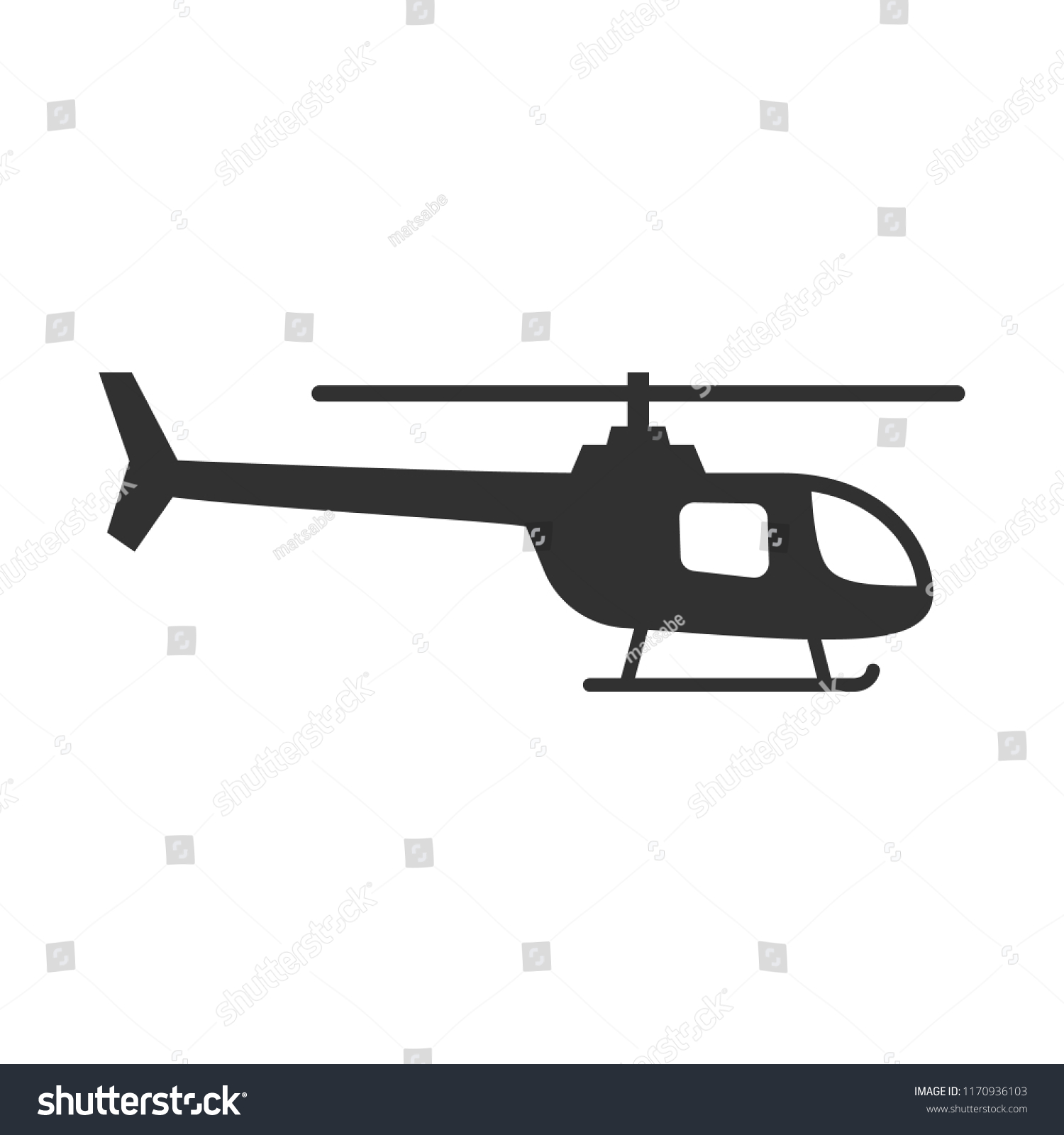 Helicopter Monochrome Icon Stock Vector (Royalty Free) 1170936103 ...