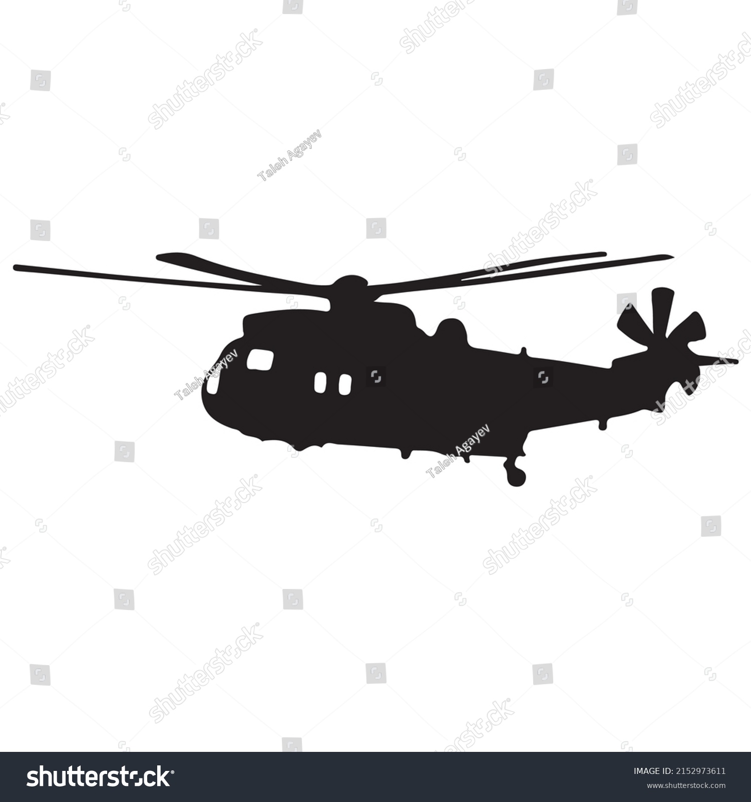 Helicopter Silhouette Vector Black White Stock Vector (Royalty Free ...