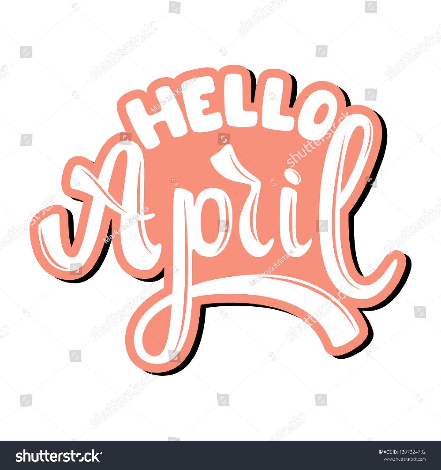 Hello April Name Month Handwritten Lettering Stock Vector Royalty Free