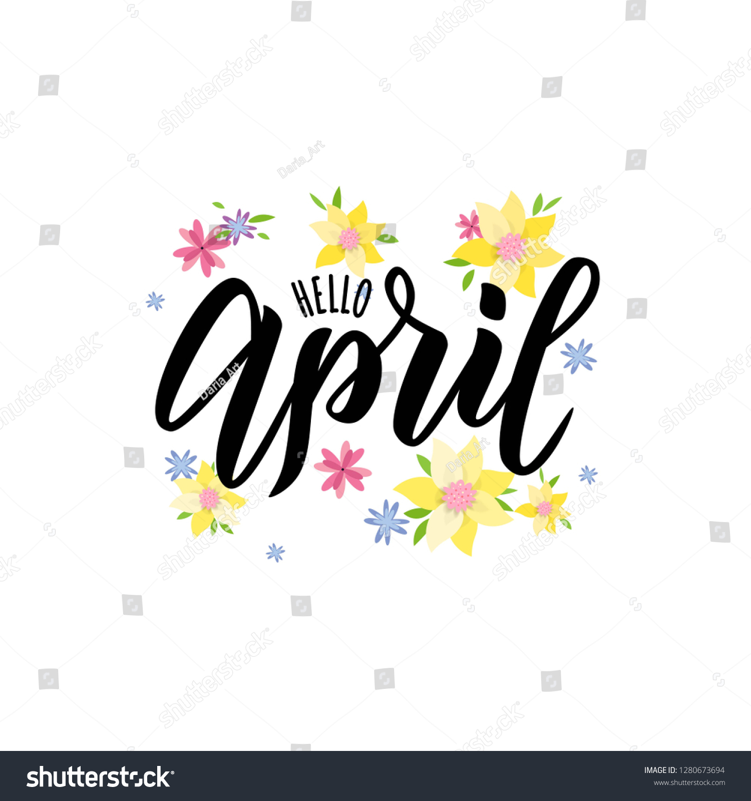 Hello April Text Hand Lettering Typography Stock Vector (Royalty Free ...