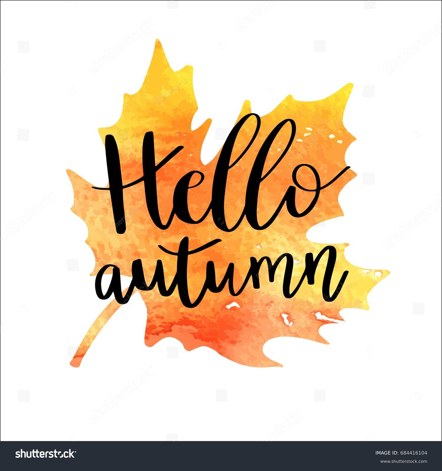 Hello Autumn Hand Lettering Phrase On Stock Vector 684416104 - Shutterstock