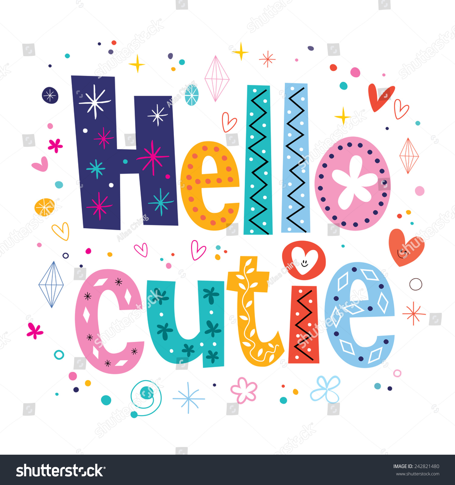 Hello Cutie Stock Vector Illustration 242821480 : Shutterstock