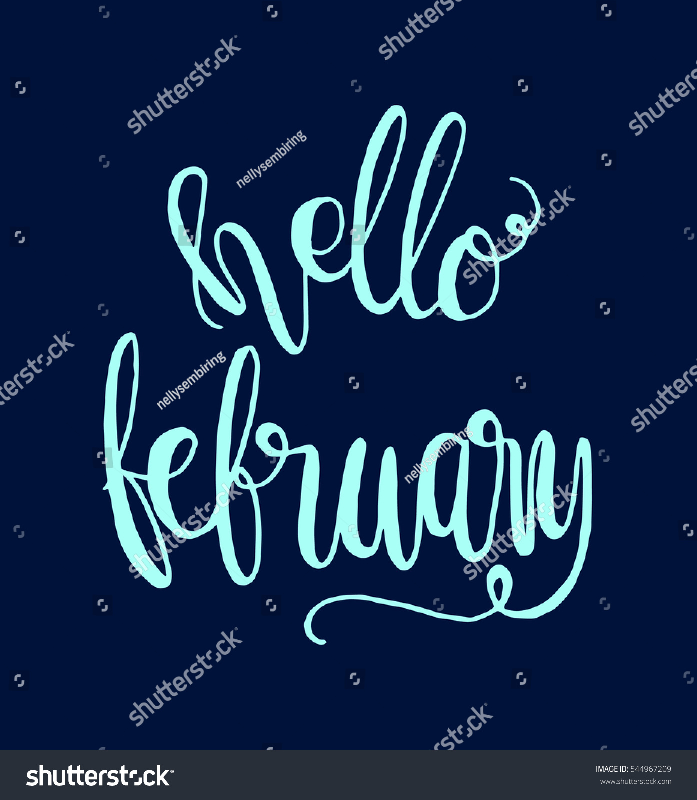 Hello February Hand Lettered Quote Modern Stock Vector Royalty Free