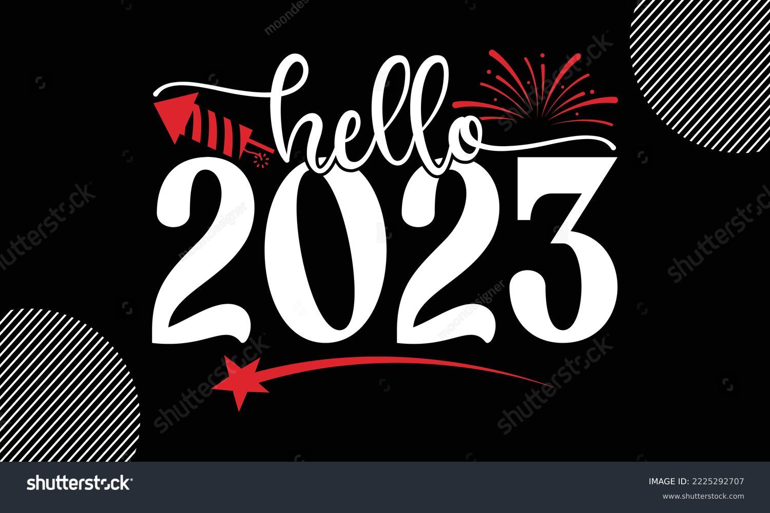 SVG of Hello 2023- Happy New Year t shirt Design,  Handmade calligraphy vector illustration, SVG Files for Cutting, EPS, bag, cups, card, gift and other printing svg