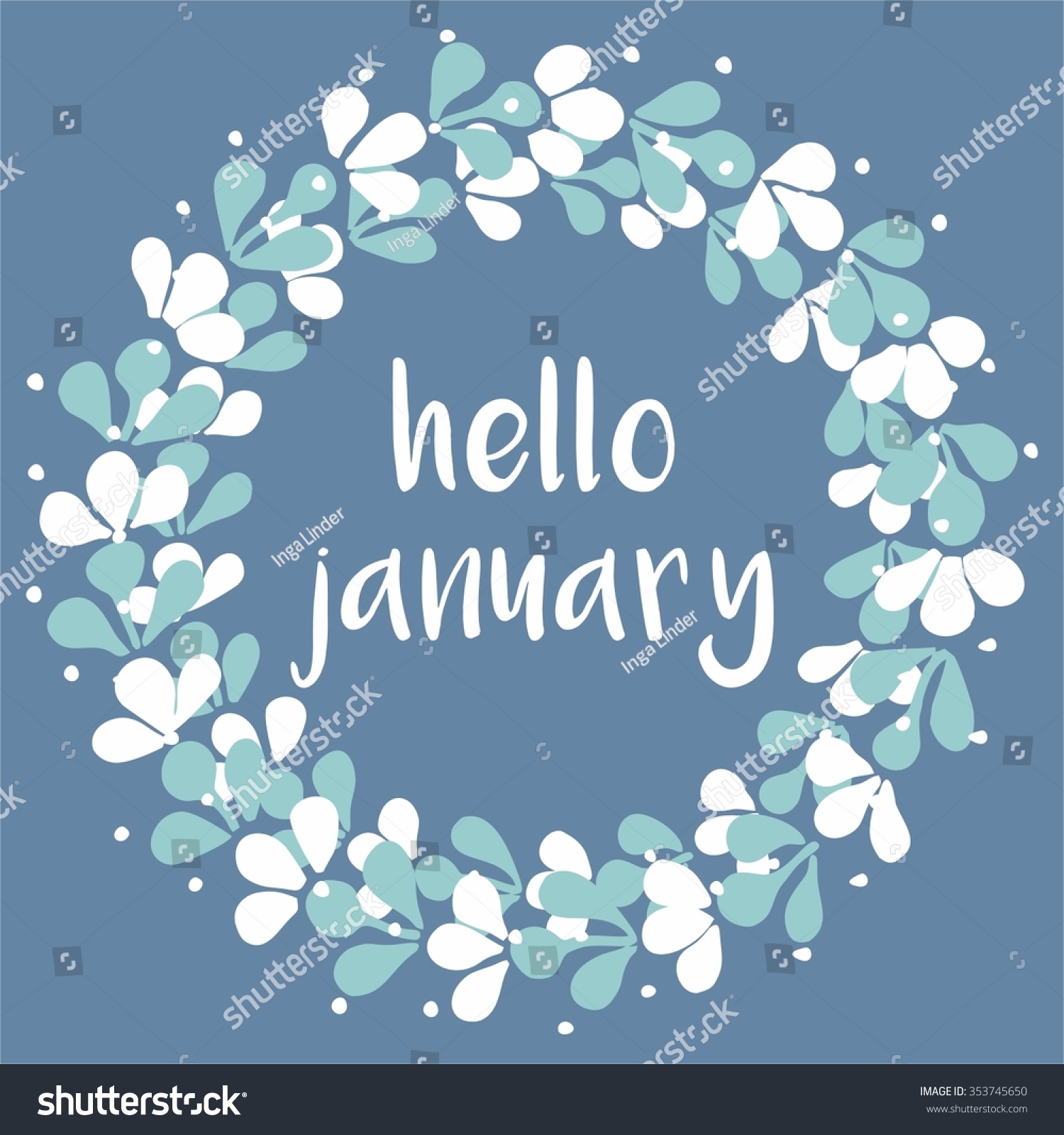 Hello January Winter Watercolor Wreath Vector Card - 353745650 ...