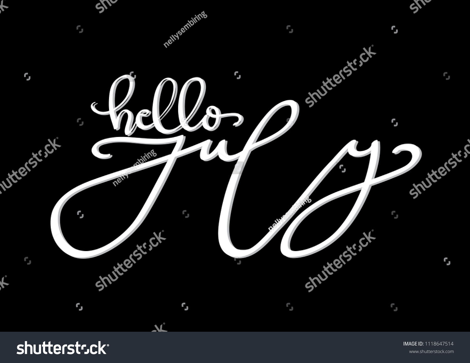 Hello July Modern Calligraphy Stock Vector Royalty Free