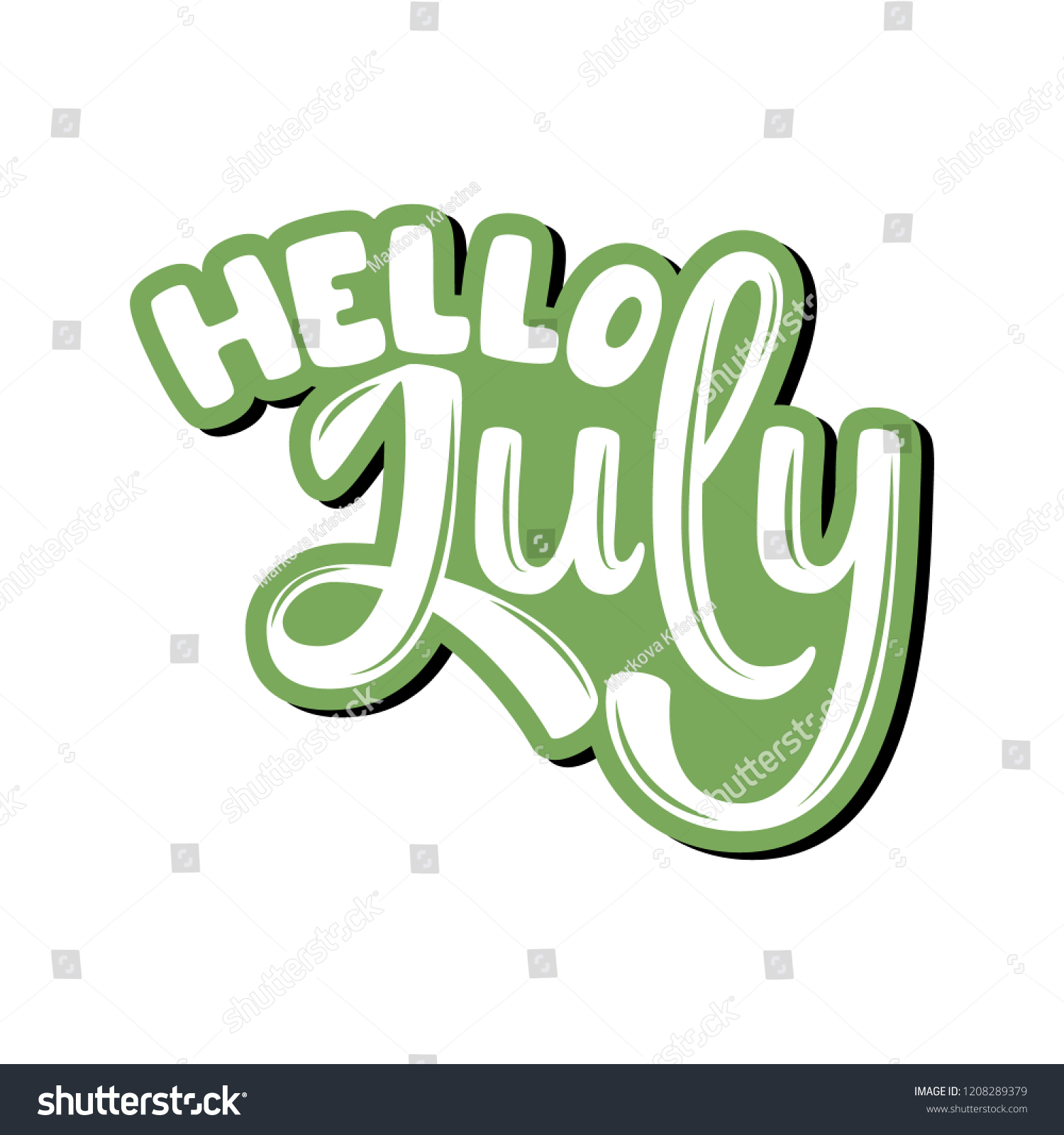 Hello July Name Month Handwritten Lettering Stock Vector Royalty Free 1379