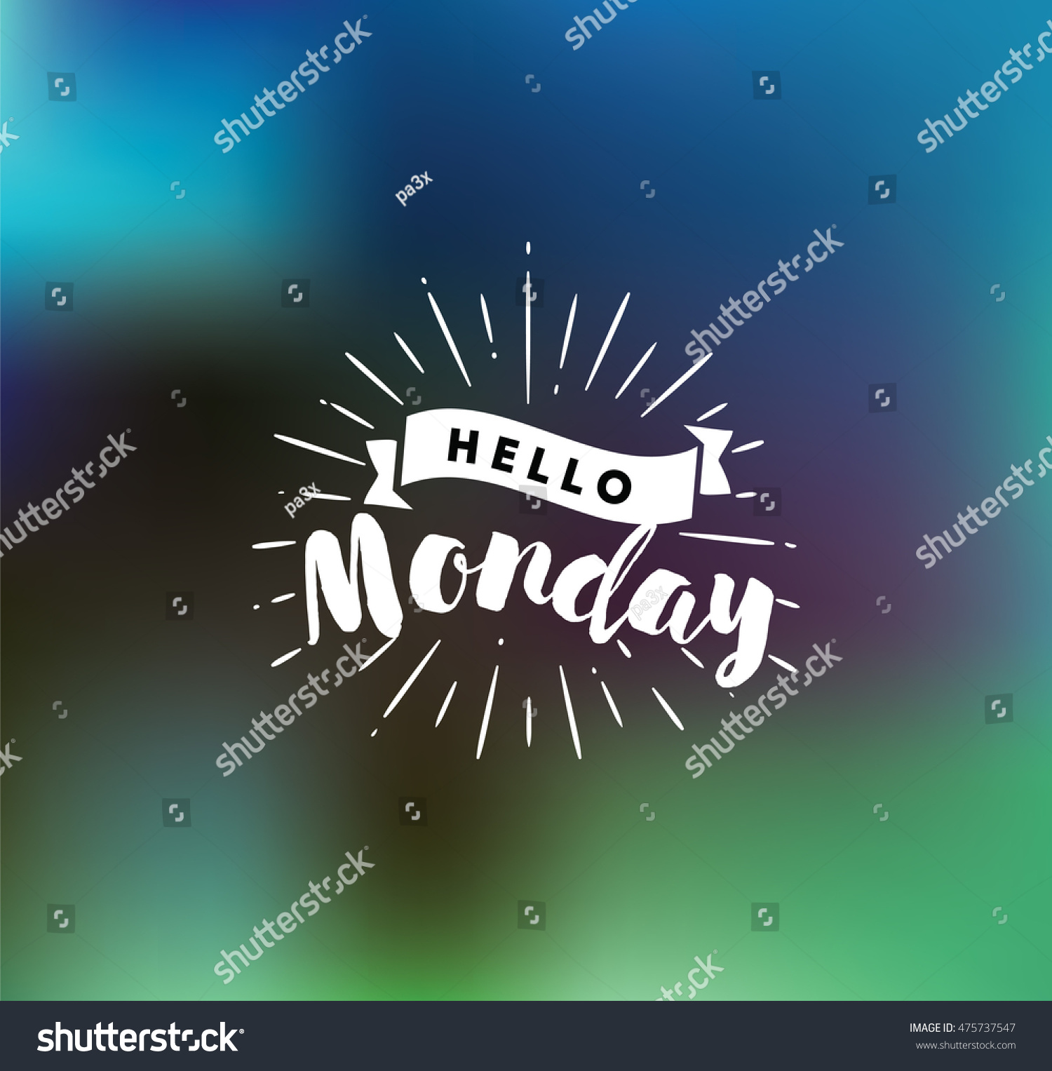 Hello Monday Inspirational Quote Typography Calendar Stock Vector