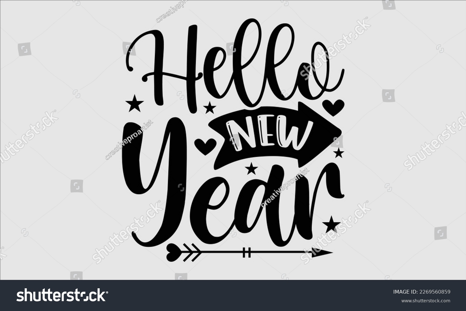 SVG of Hello New Year- Happy New Year t shirt Design, lettering vector illustration isolated on white background, gift and other printing Svg and bags, posters. eps 10 svg