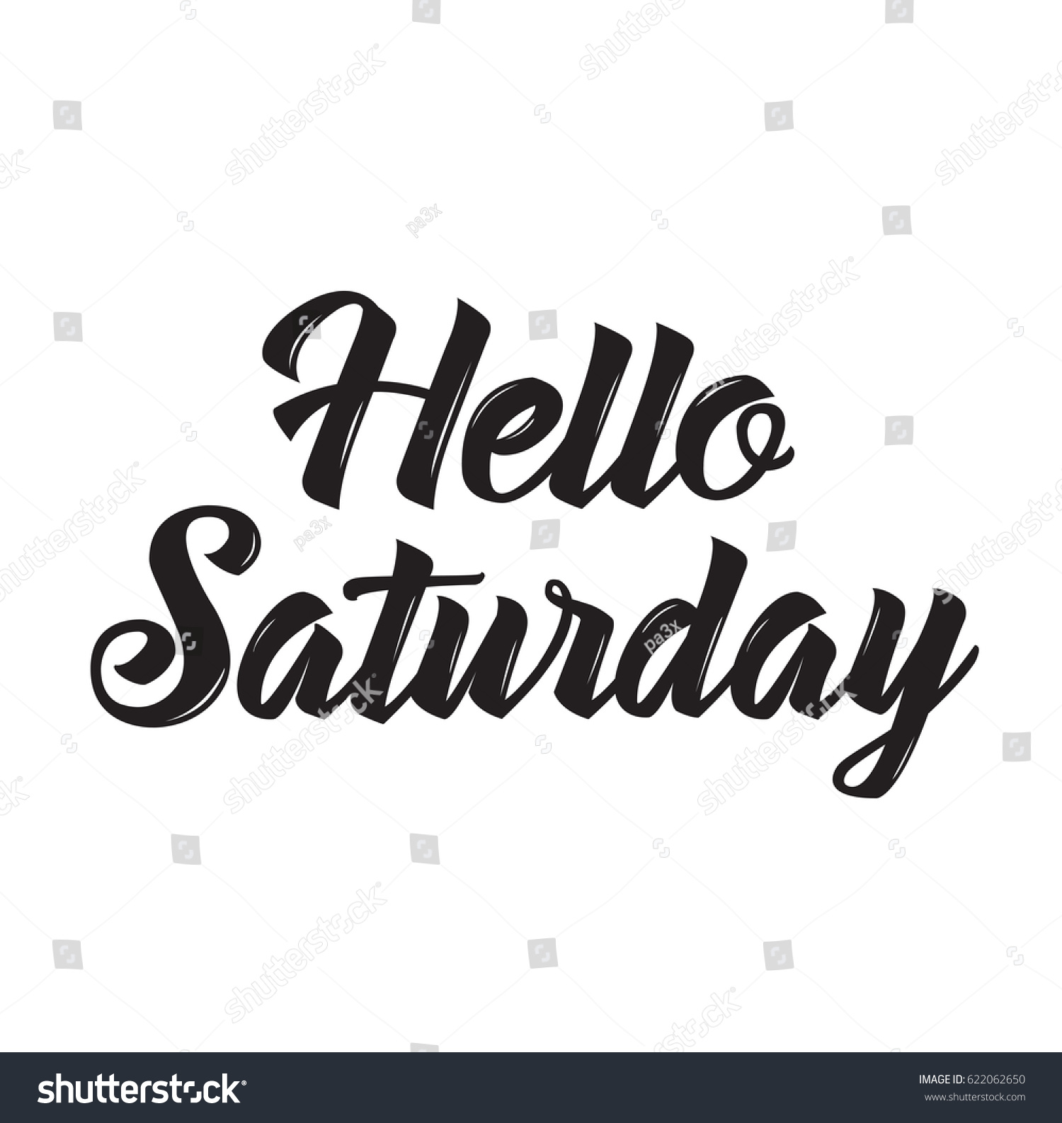 Hello Saturday Text Design Vector Calligraphy Stock Vector (Royalty