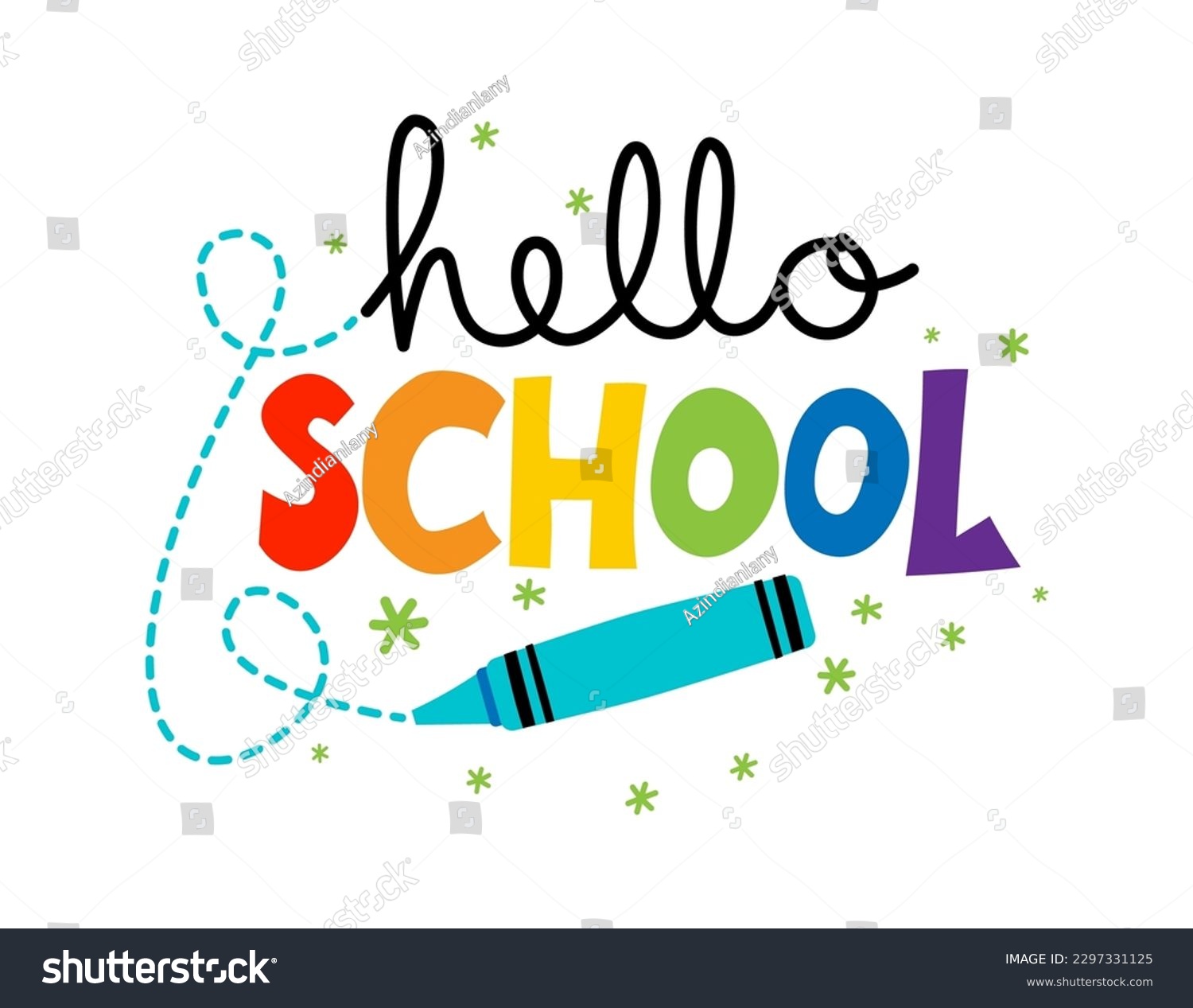 SVG of Hello School with childish colorful crayon - typography design. Good for clothes, gift sets, photos or motivation posters. Welcome back to school sign. svg
