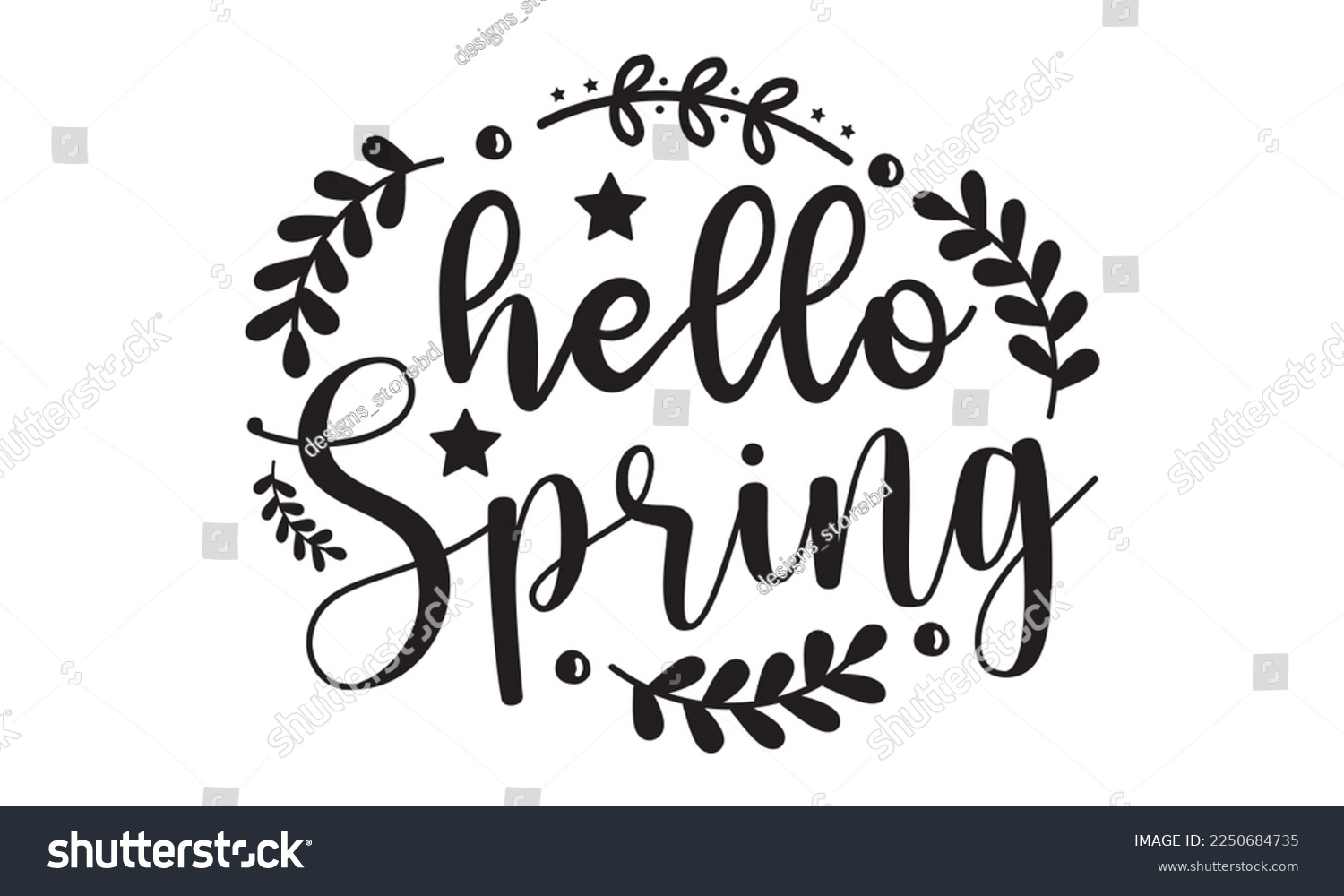 SVG of Hello spring svg, Easter svg, Happy Easter svg design, Easter Cut File, Hoppy t shirt, Bunny and spring svg, Egg for Kids, Cut File Cricut svg