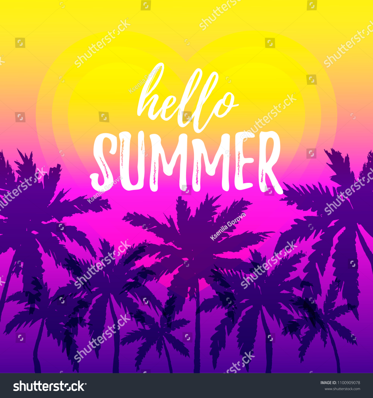 Hello Summer Design Palm Trees Border Stock Vector (Royalty Free ...