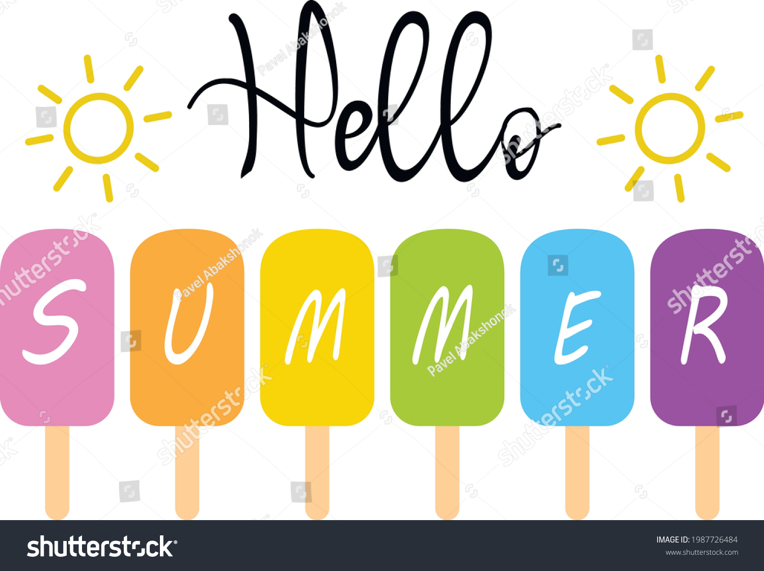 SVG of Hello summer svg image isolated on white background. Summer Popsicle svg file for cutting DIY Hello Summer Vinyl Shirt Svg Beach Svg Cut Files Summer Iron on Transfer Image svg