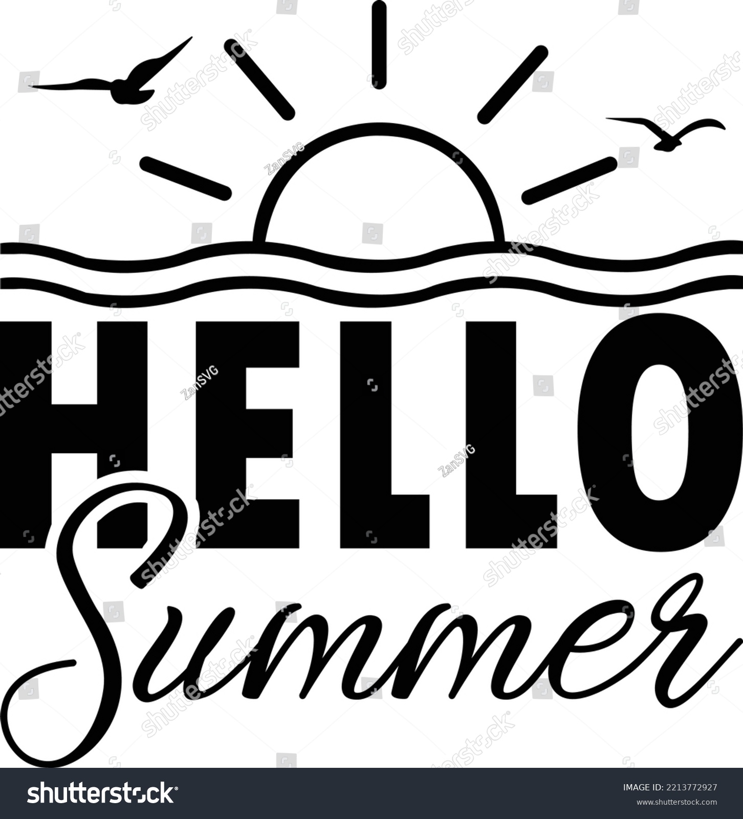 SVG of Hello summer vector file, Summer svg design svg