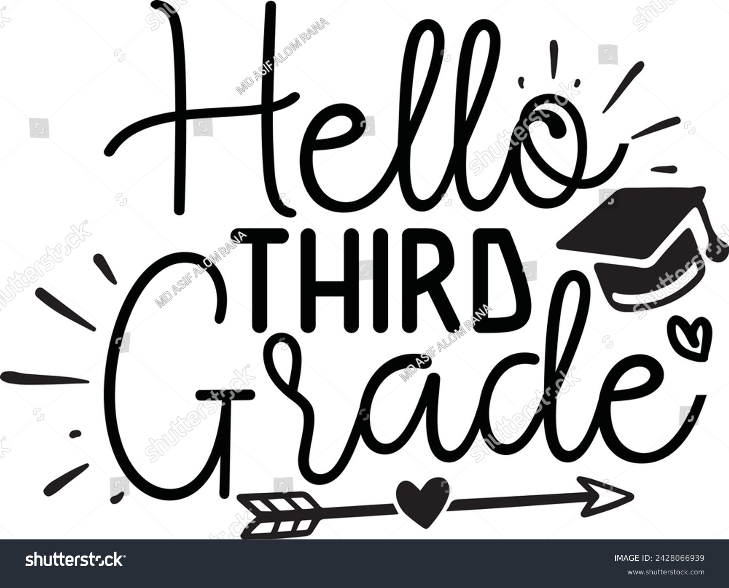 SVG of Hello Third Grade school design svg