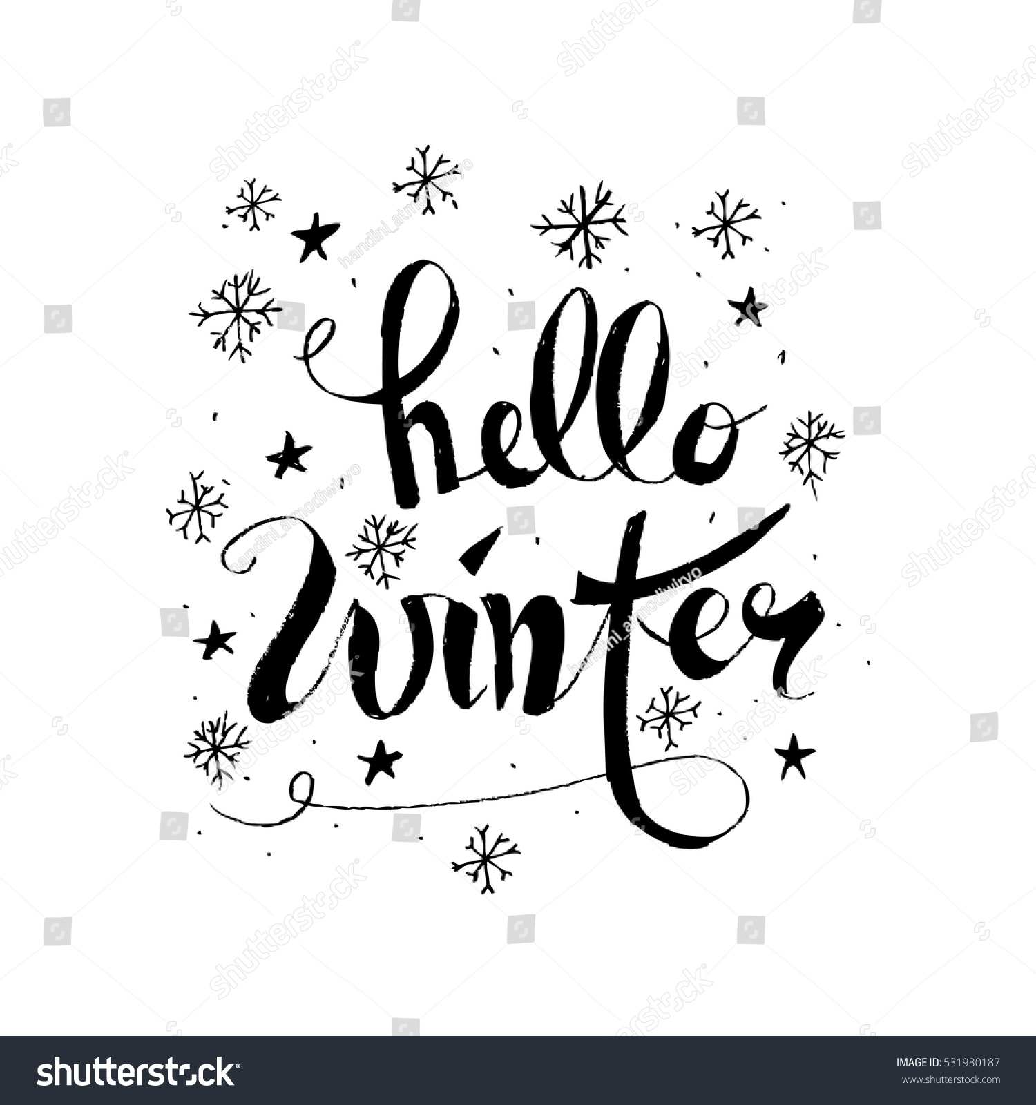 Hello Winter Handlettering Inscription Winter Logos Stock Vector Royalty Free