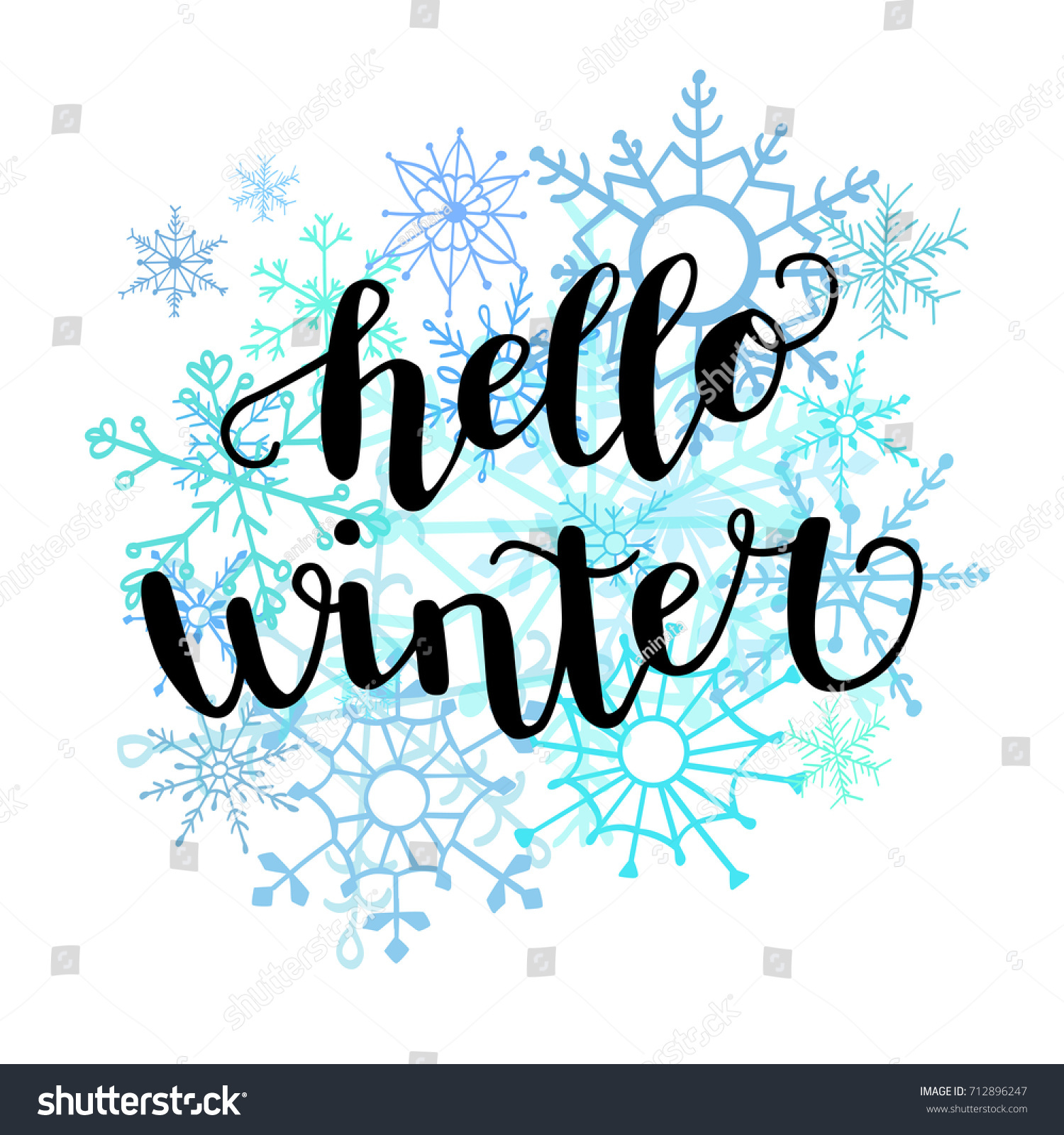 Hello Winter Vector Illustration Hand Lettering Stock Vector (Royalty ...