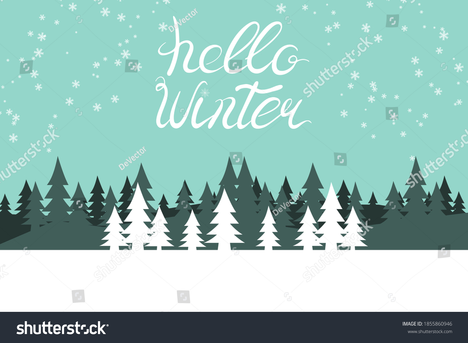 Hello Winter Vector Poster Horizontal Template Stock Vector (Royalty ...