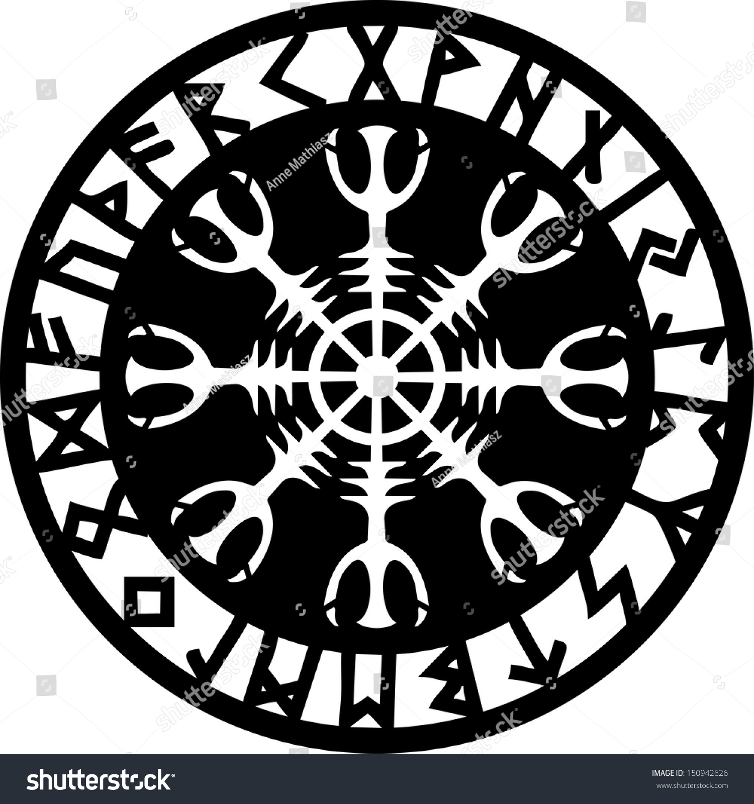 Helm Of Awe, Aegishjalmur, Runic Amulet Stock Vector 150942626 ...