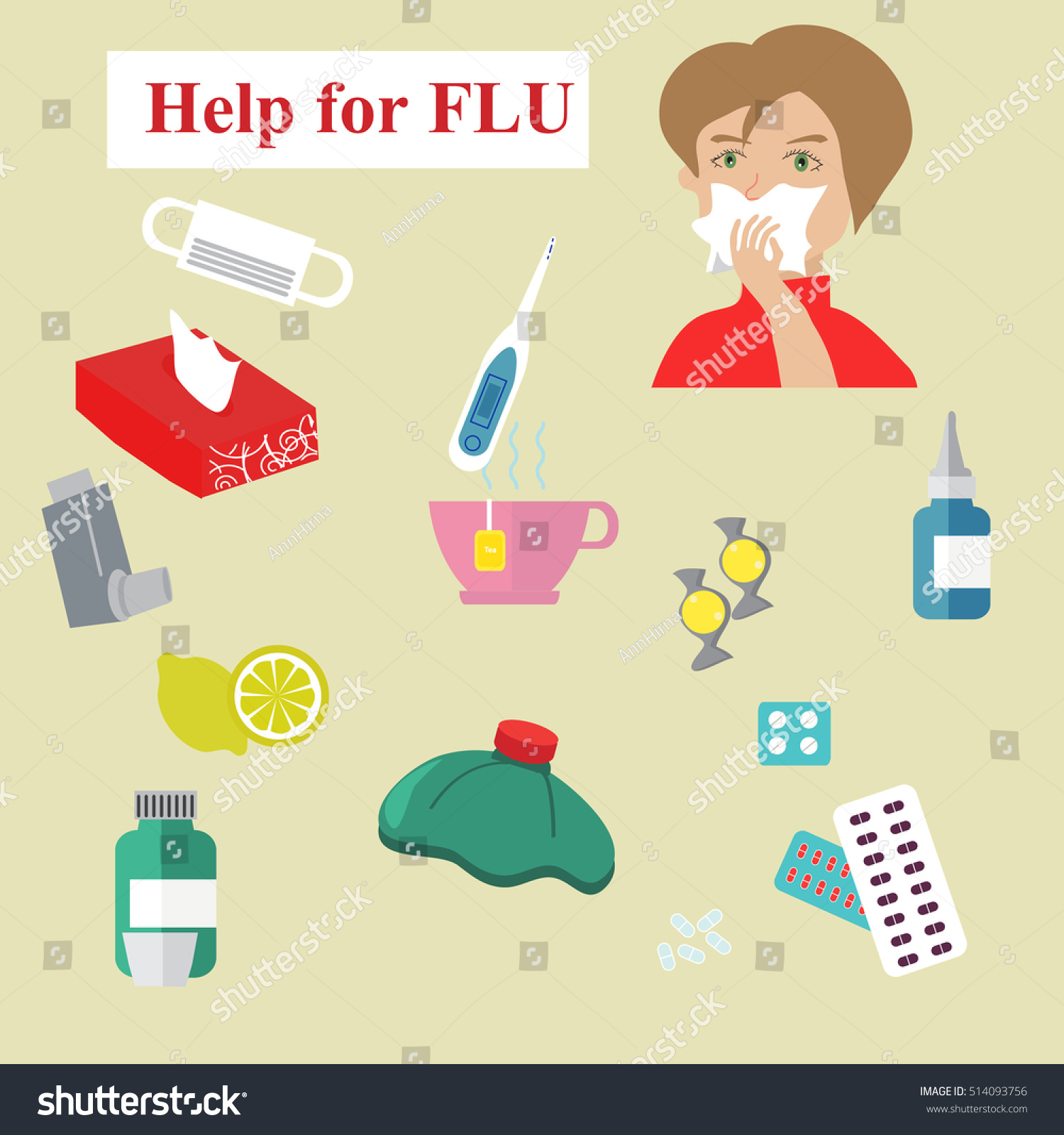 help flu collection vector influenza cold stock vector (royalty free