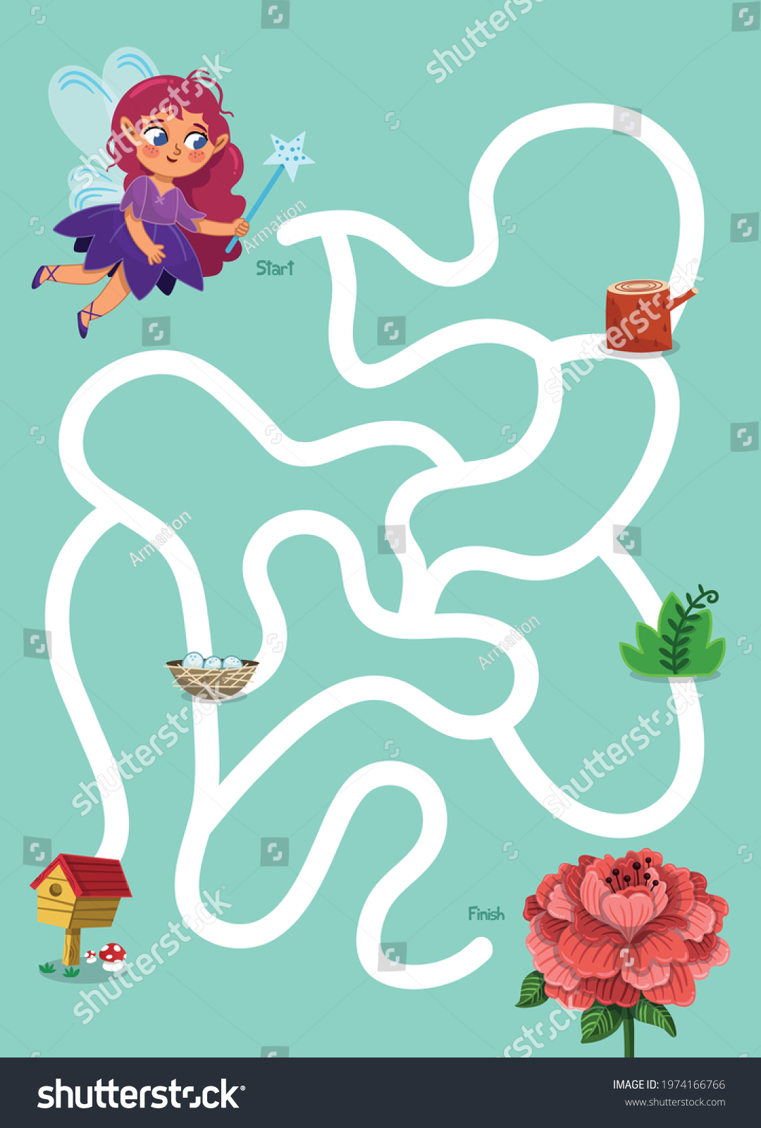 Help Fairy Rich Flower Maze Game Stock Vector (Royalty Free) 1974166766 ...