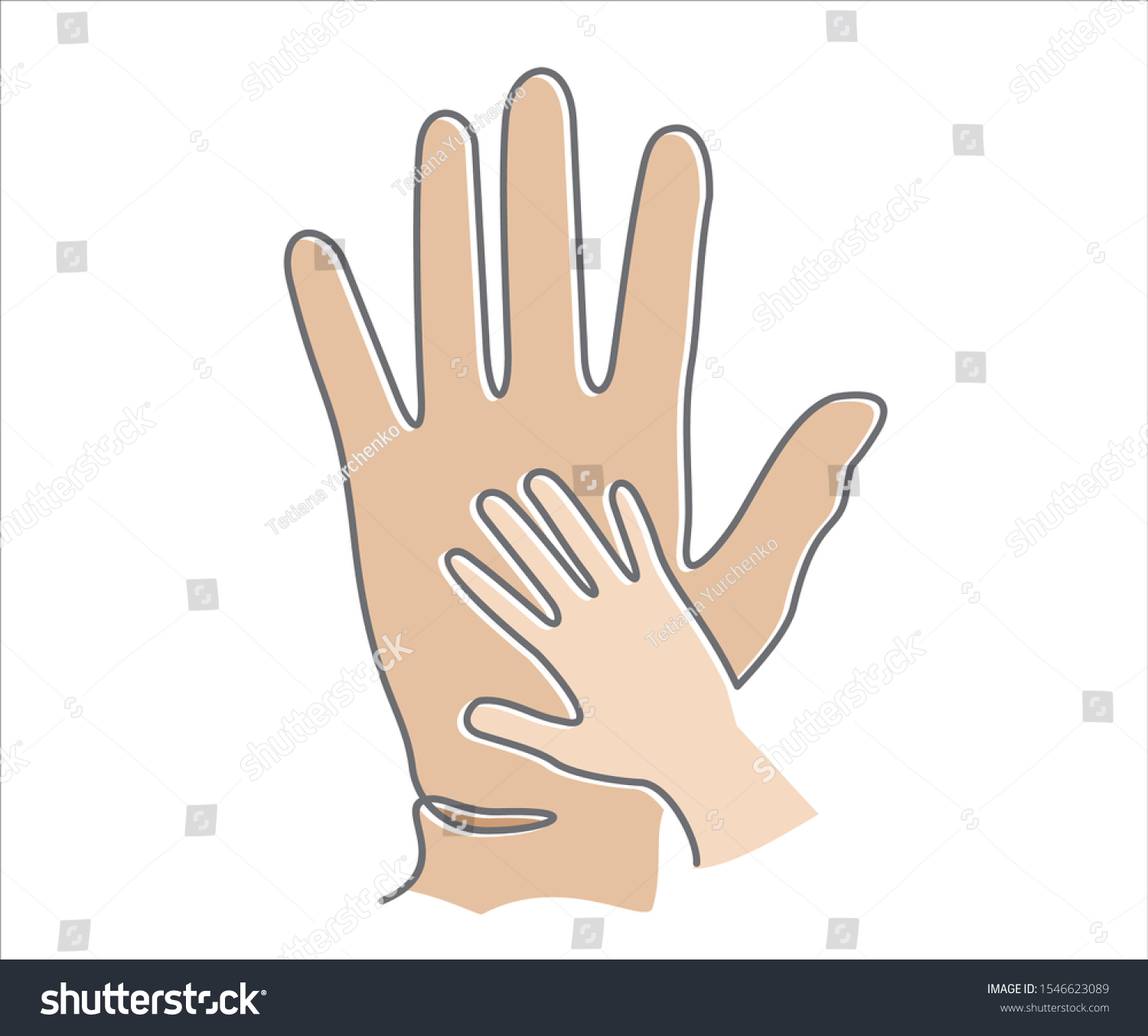 Helping Hand Concept Continuous Line Drawing Stock Vector (Royalty Free