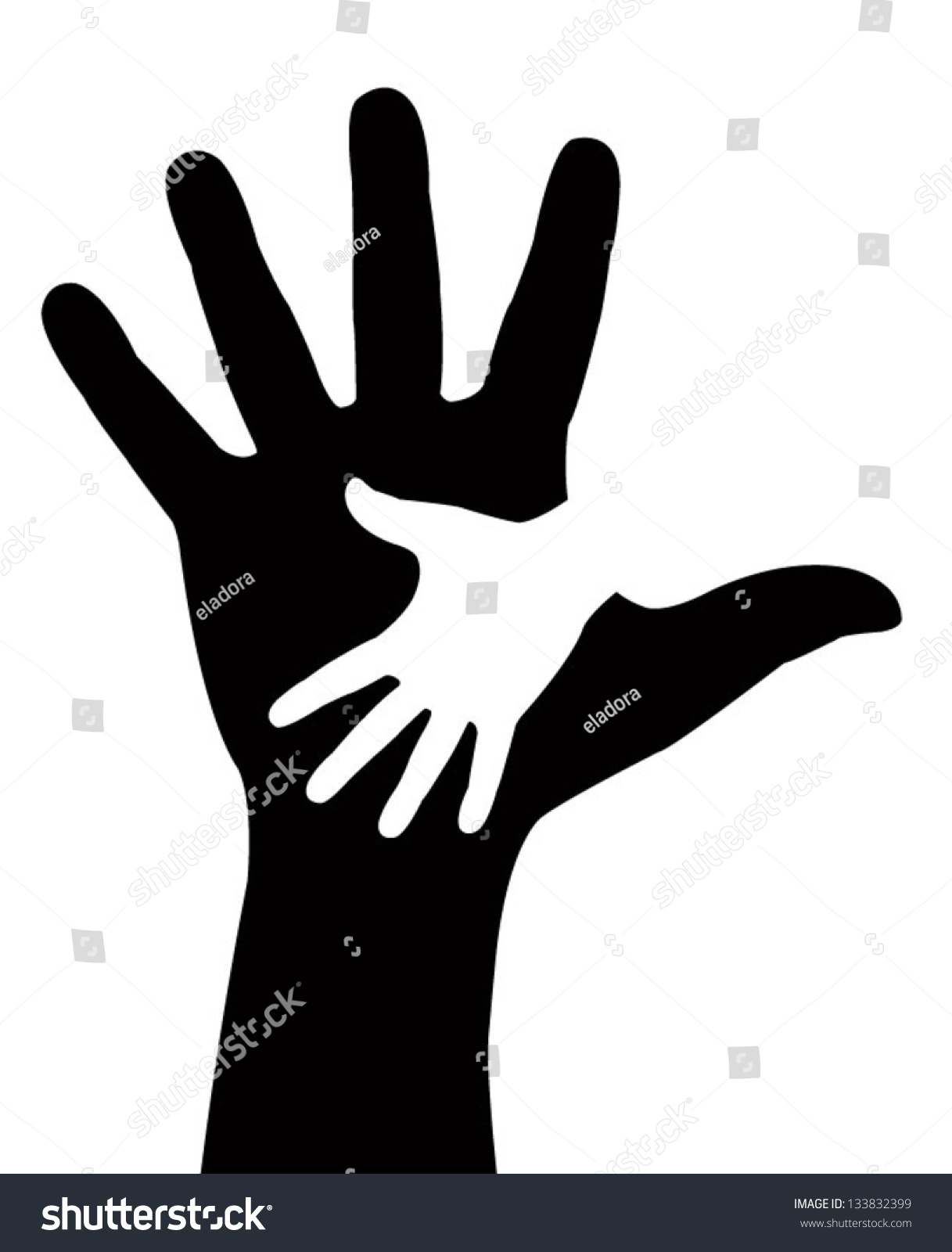 Helping Hands Vector Illustration On Black Stock Vector (Royalty Free